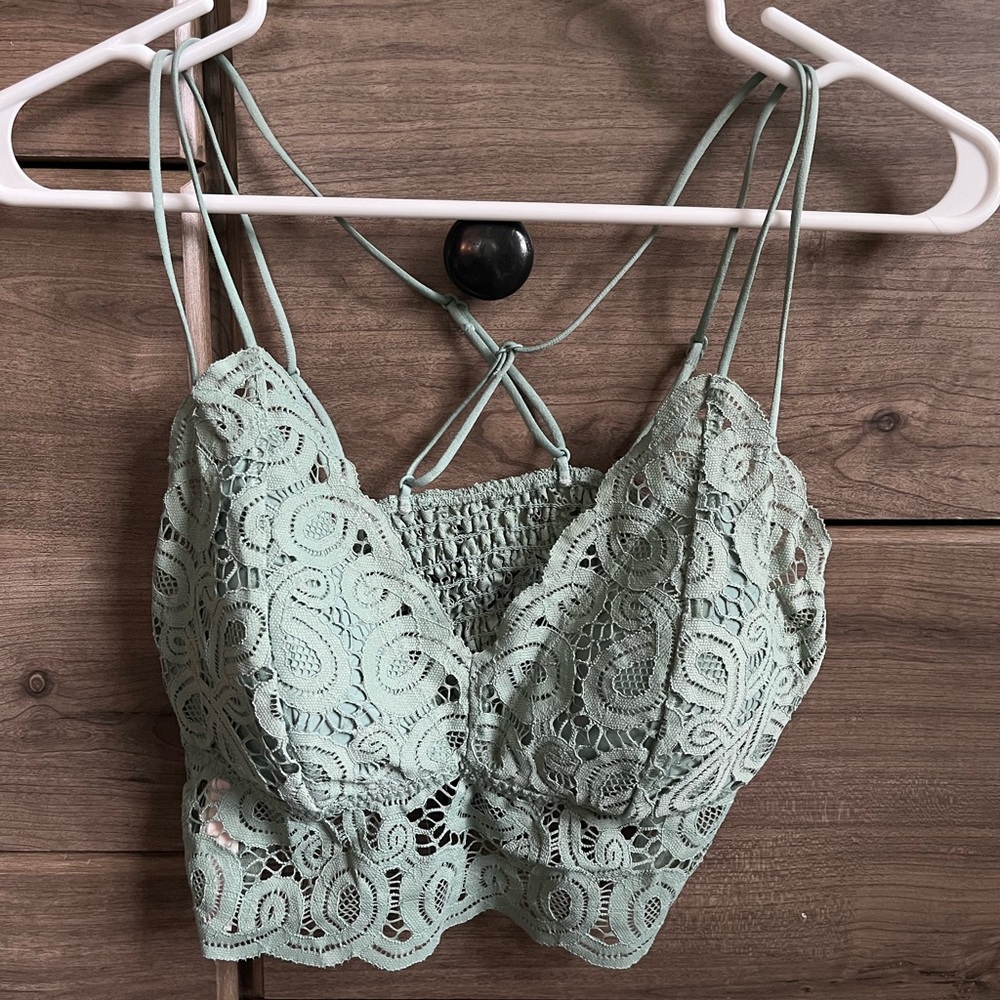 PINK Seafoam Green Lace Bralette